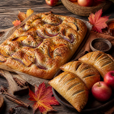 Pachnące wypieki – mini focaccia i kieszonki z jabłkiem